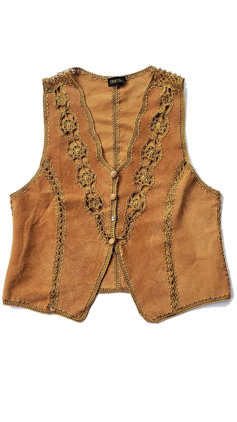 Vintage70's Suede w/ Embroidered Trim Vest