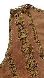 Vintage70's Suede w/ Embroidered Trim Vest