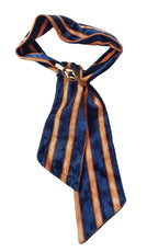 Velvet Neon Striped Skinny Neck Tie w/Vintage Brooch