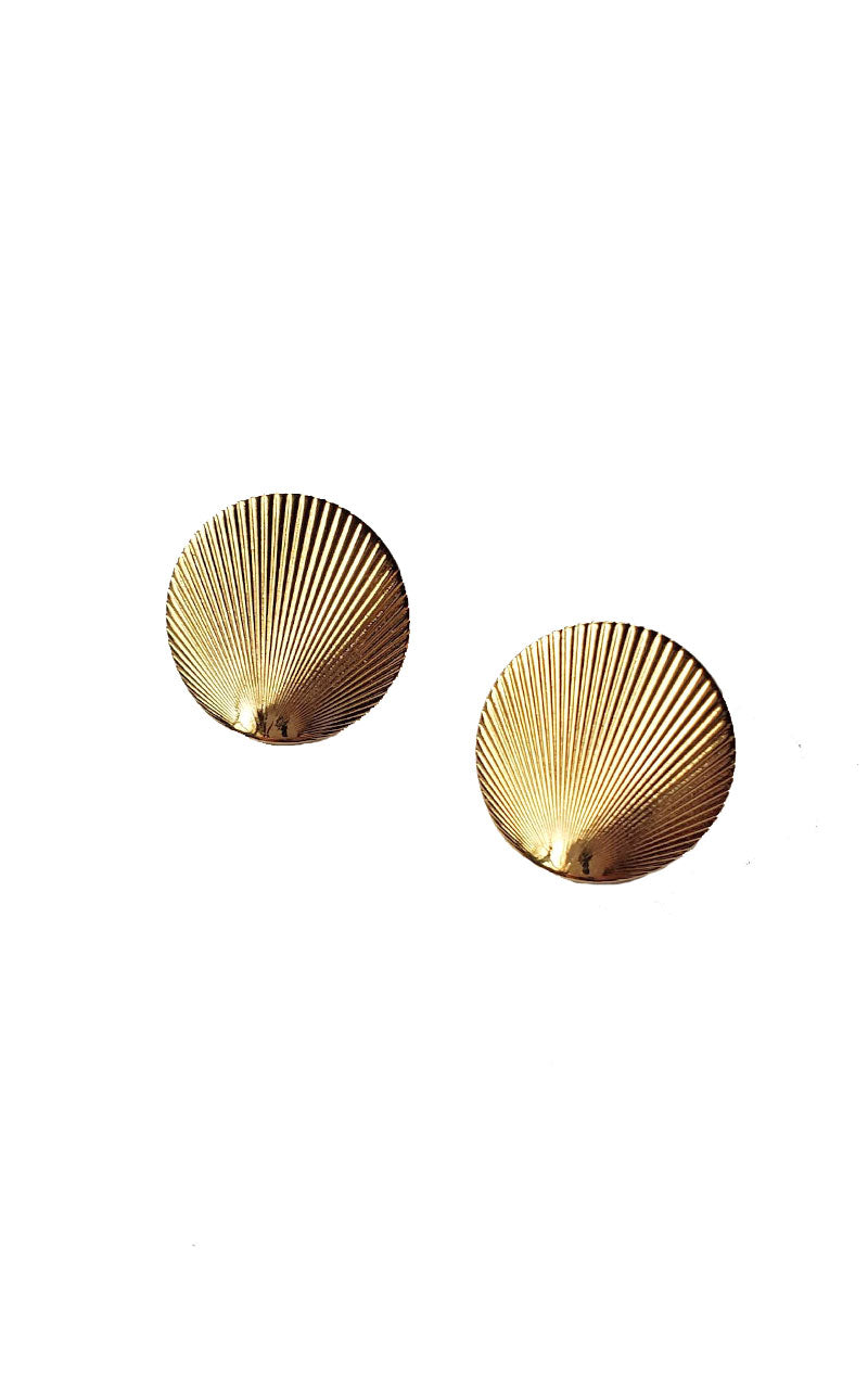 Vintage Gold Seashell Clip-On Earrings