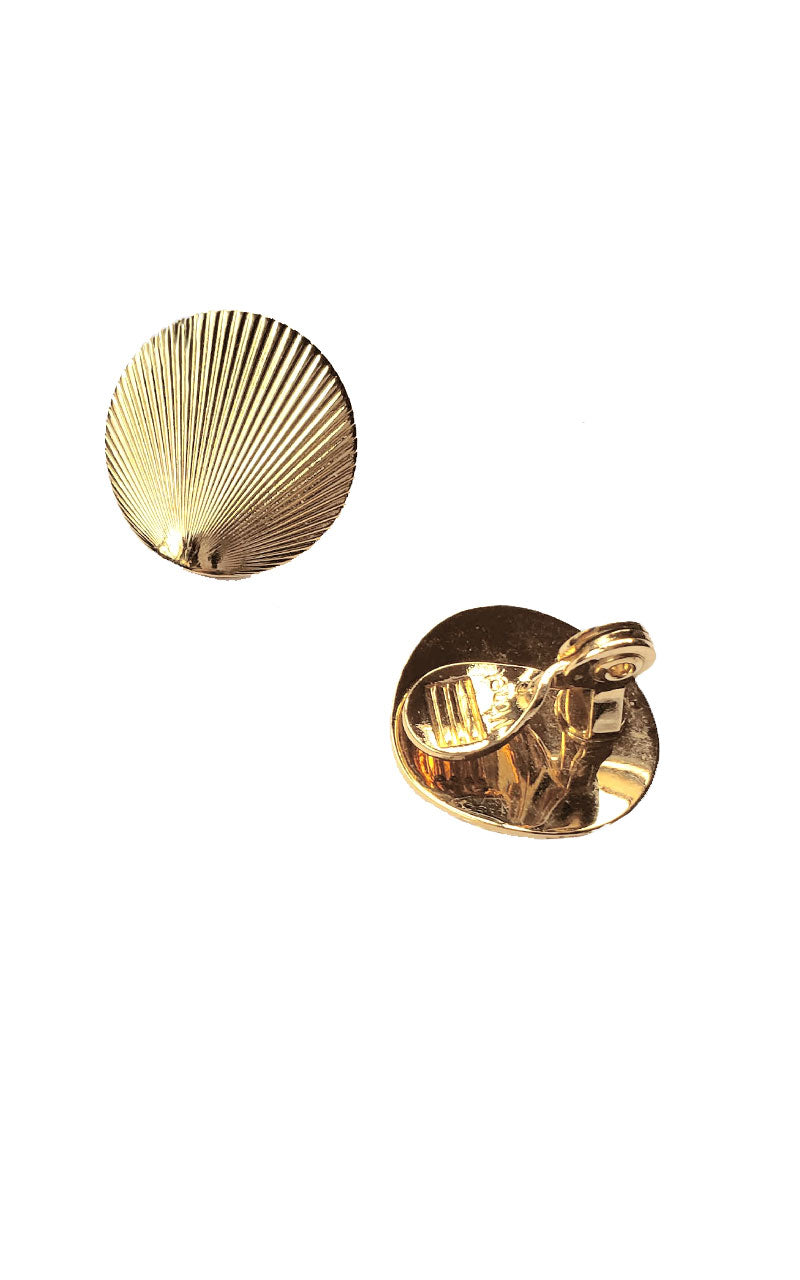 Vintage Gold Seashell Clip-On Earrings