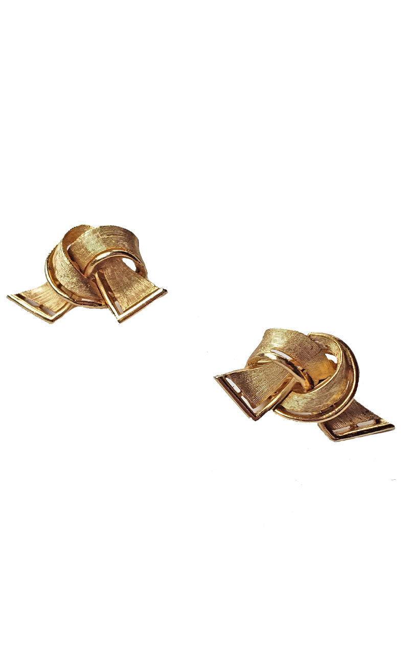 80s Gold Tied Knot Clip-on Earrings