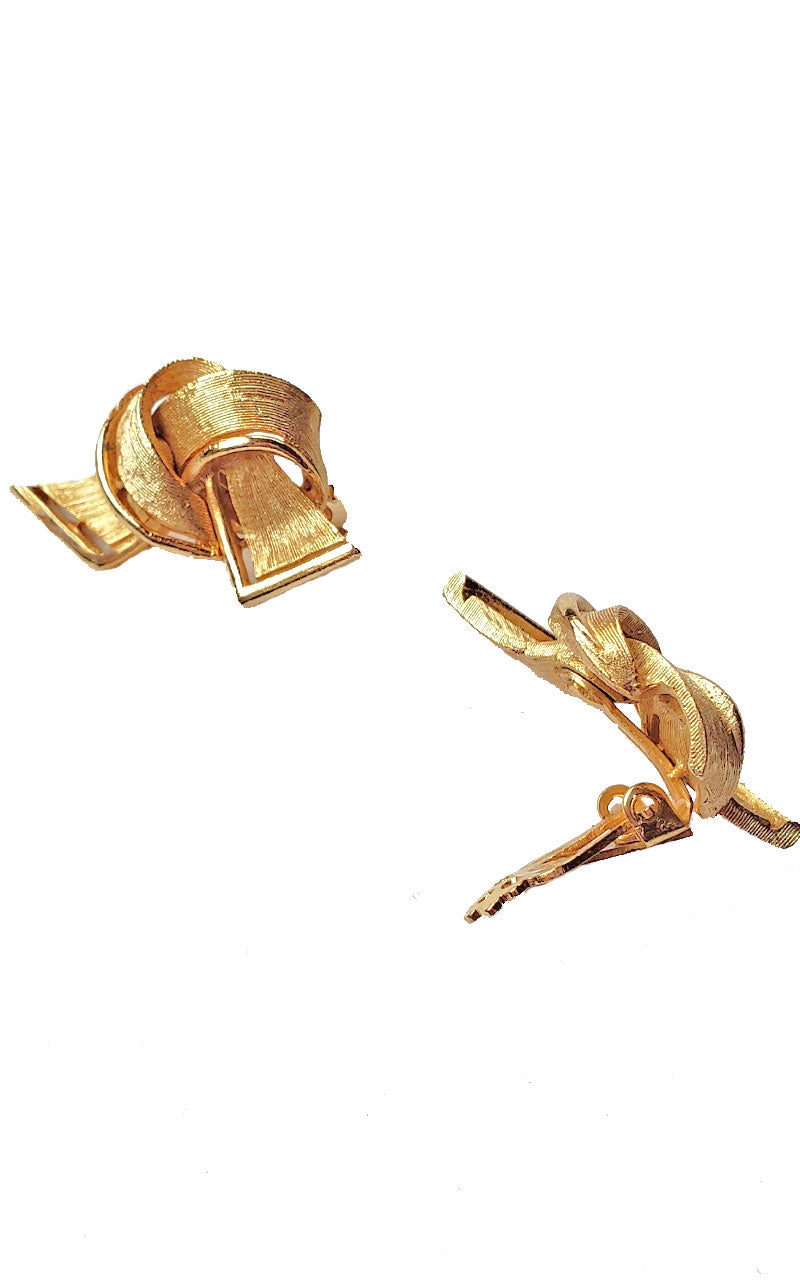 80s Gold Tied Knot Clip-on Earrings