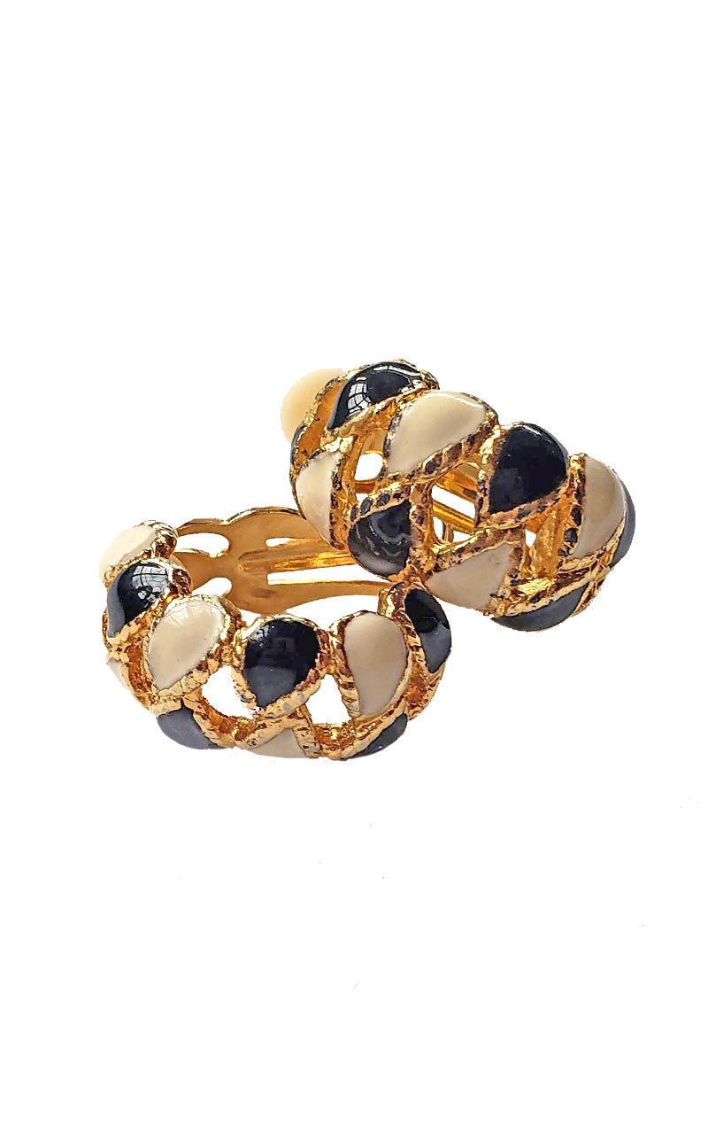 80s Open Weave Clip-On Hoop Earrings