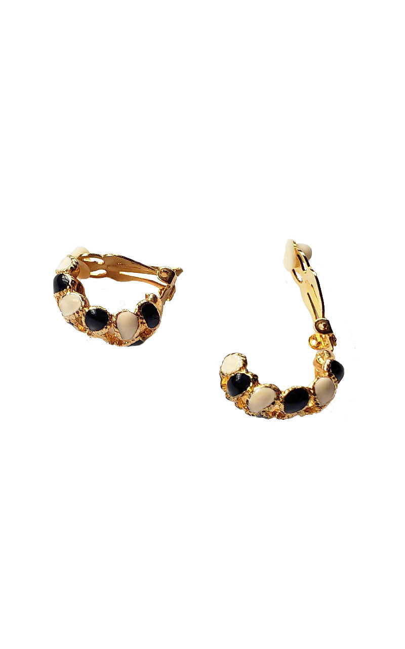 80s Open Weave Clip-On Hoop Earrings