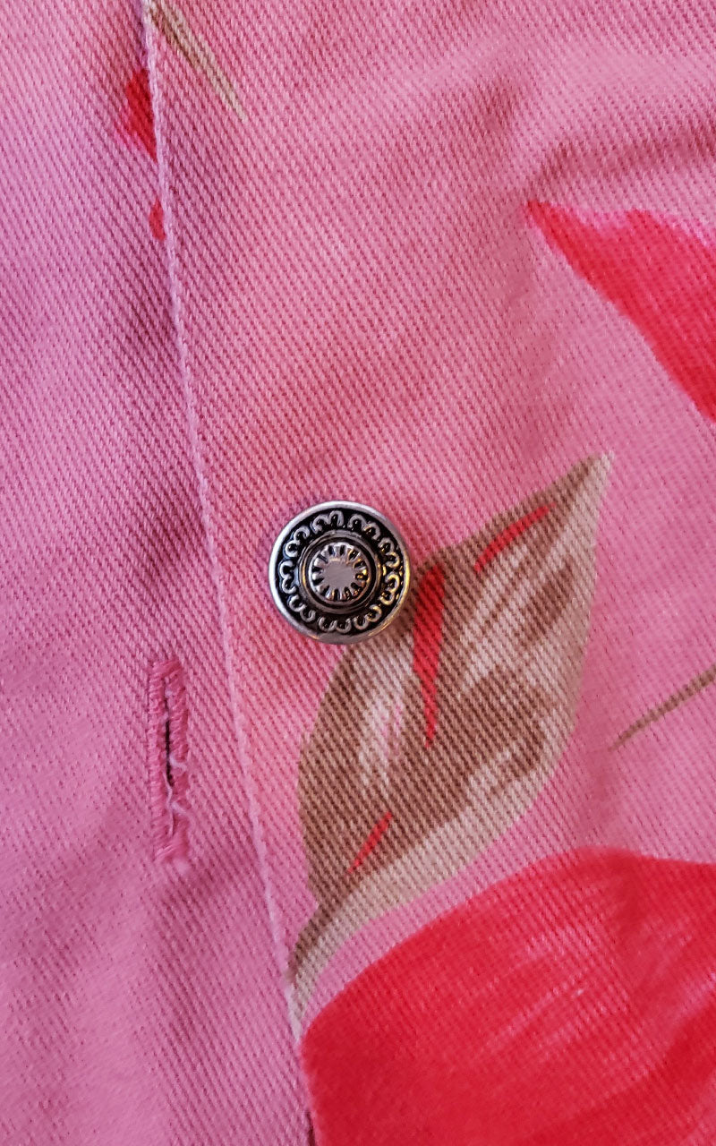 90s Tantrums Bright Pink Beaded Denim Jacket