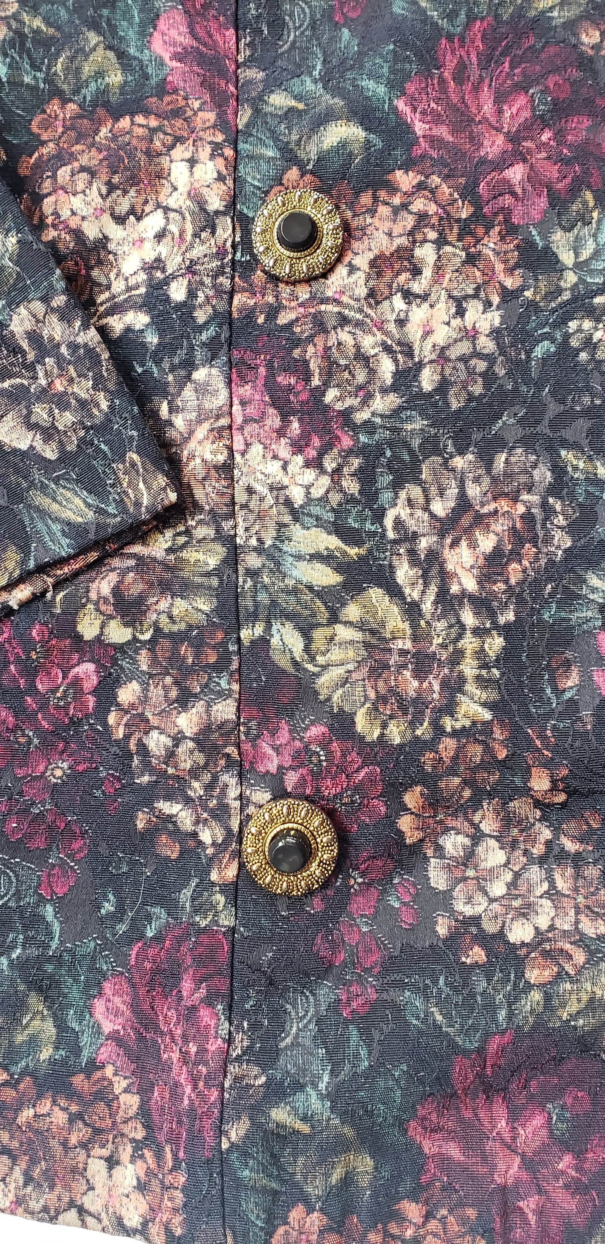 90s Double Breasted Black Floral Blazer