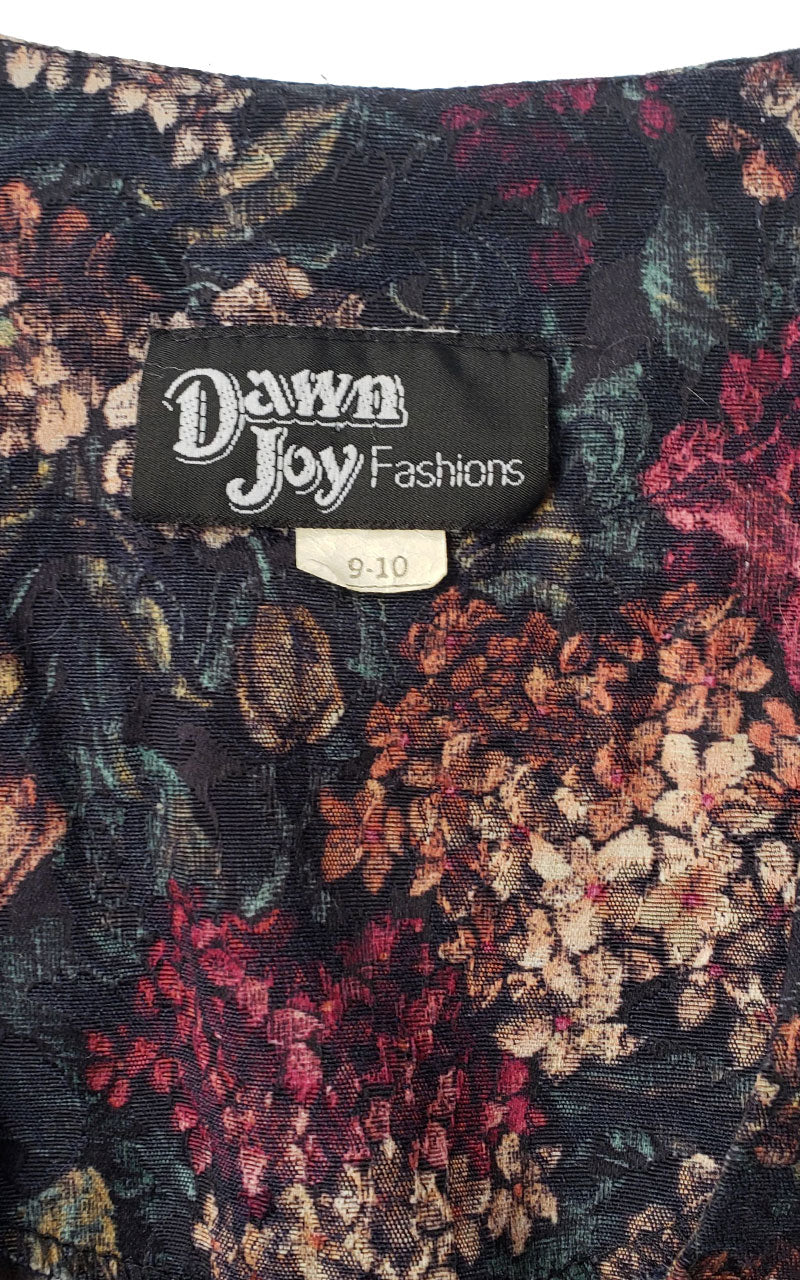 90s Double Breasted Black Floral Blazer