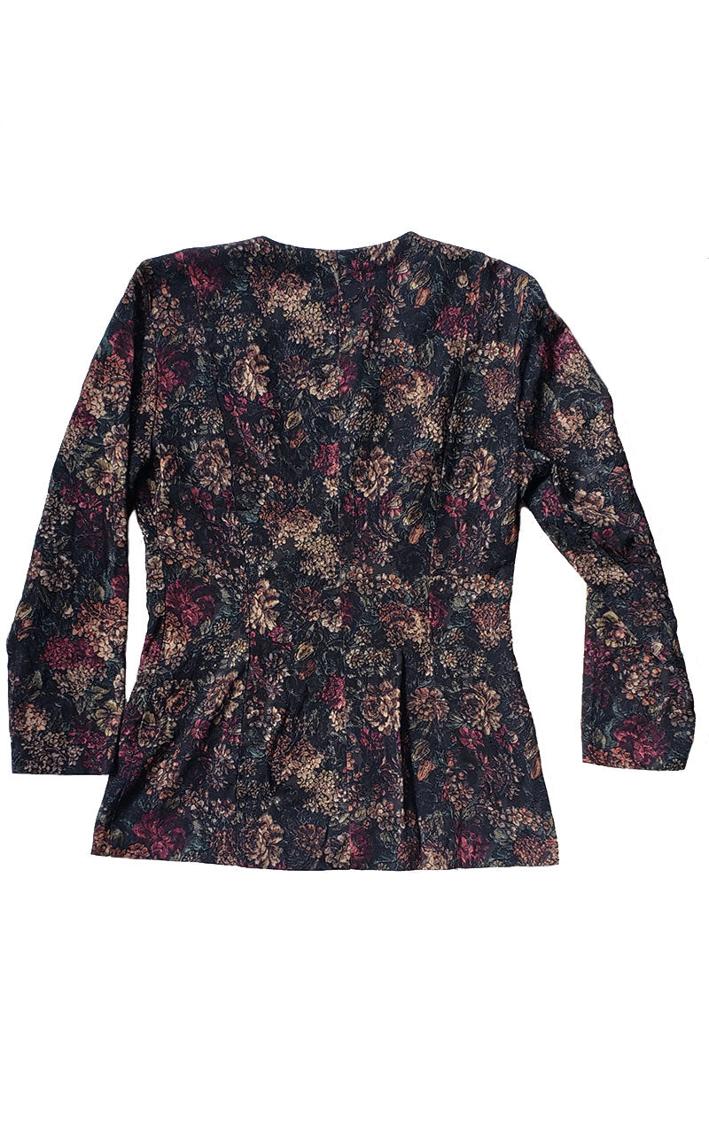 90s Double Breasted Black Floral Blazer