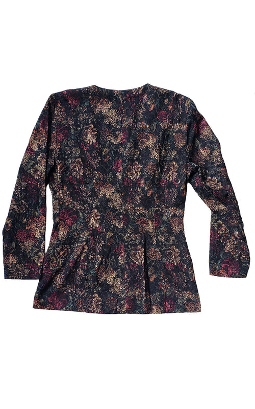90s Double Breasted Black Floral Blazer