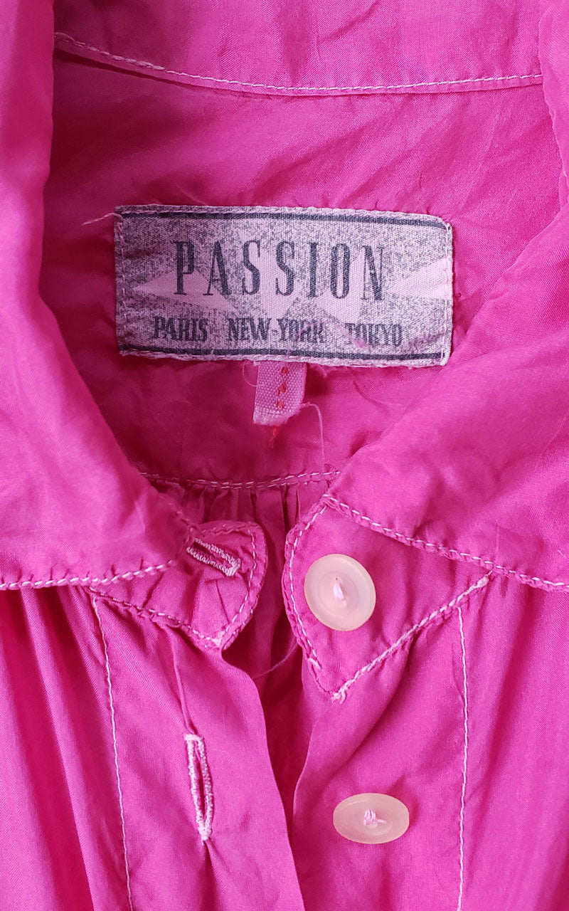 90s Passport Hot Pink Silk Buttondown Tunic