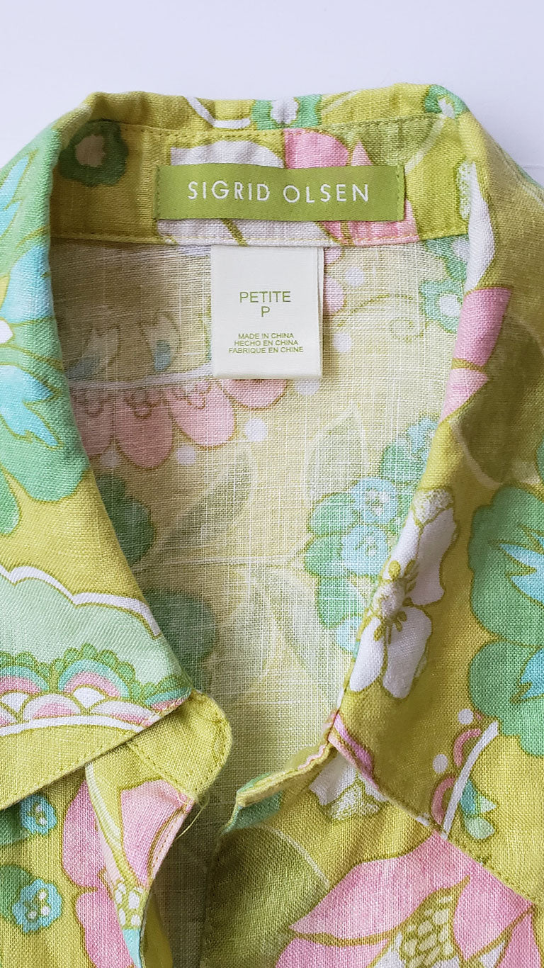Vintage Sigrid Olsen Floral Linen Blouse