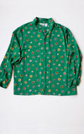 Vintage Koret Kelly Green Print Pleated Blouse