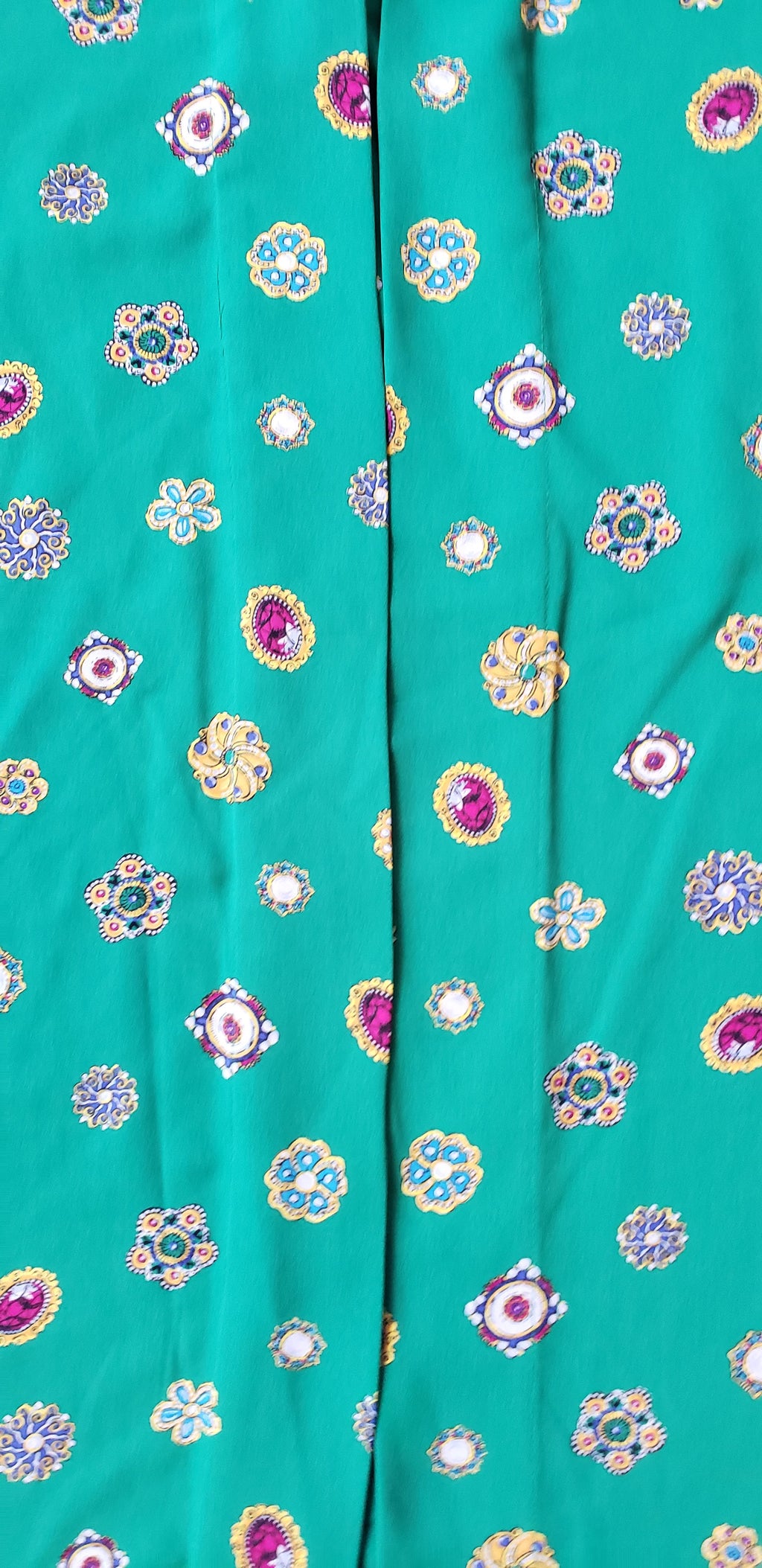 Vintage Koret Kelly Green Print Pleated Blouse