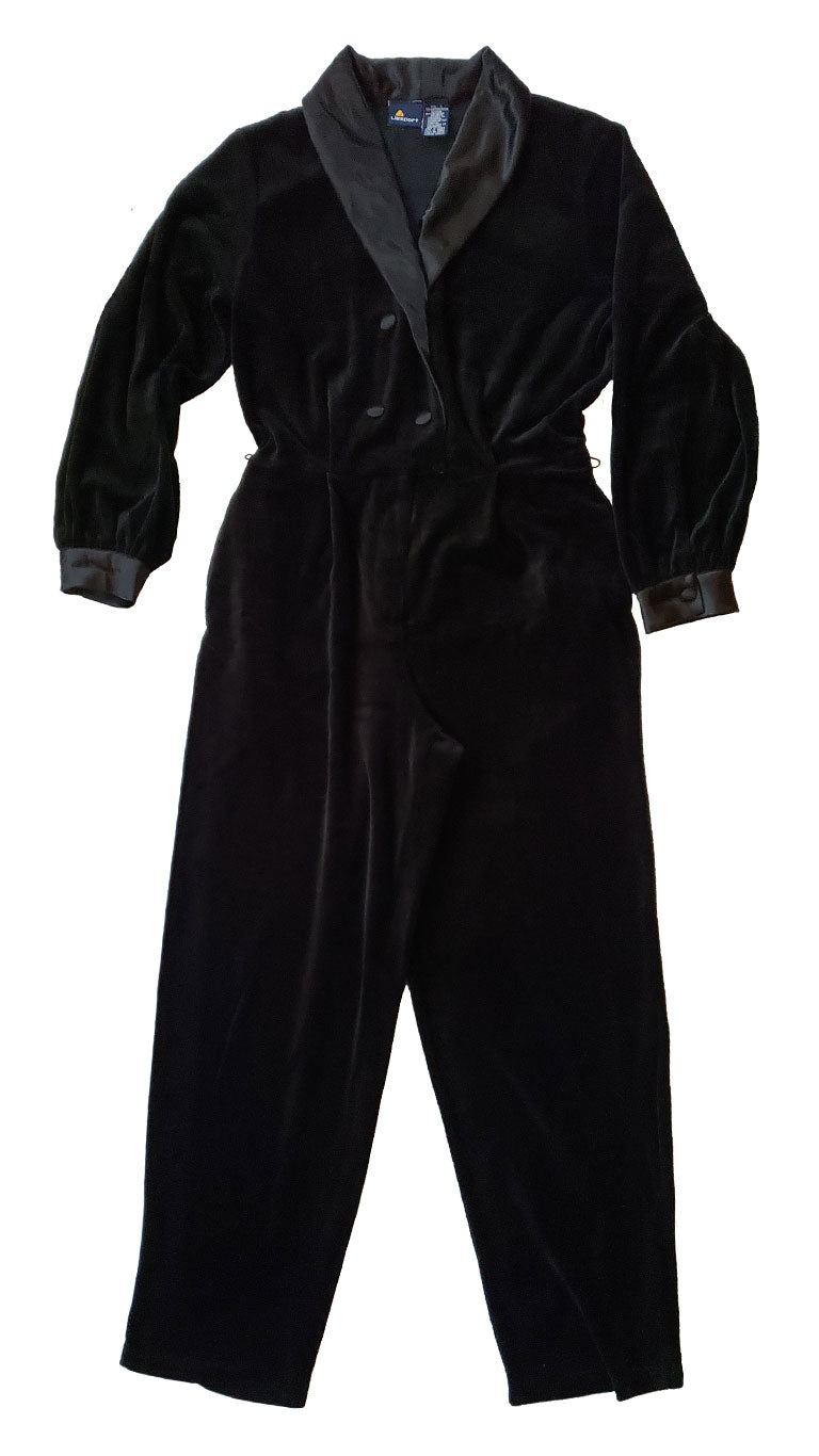 Vintage 80s LizSport Black Velvet Jumpsuit