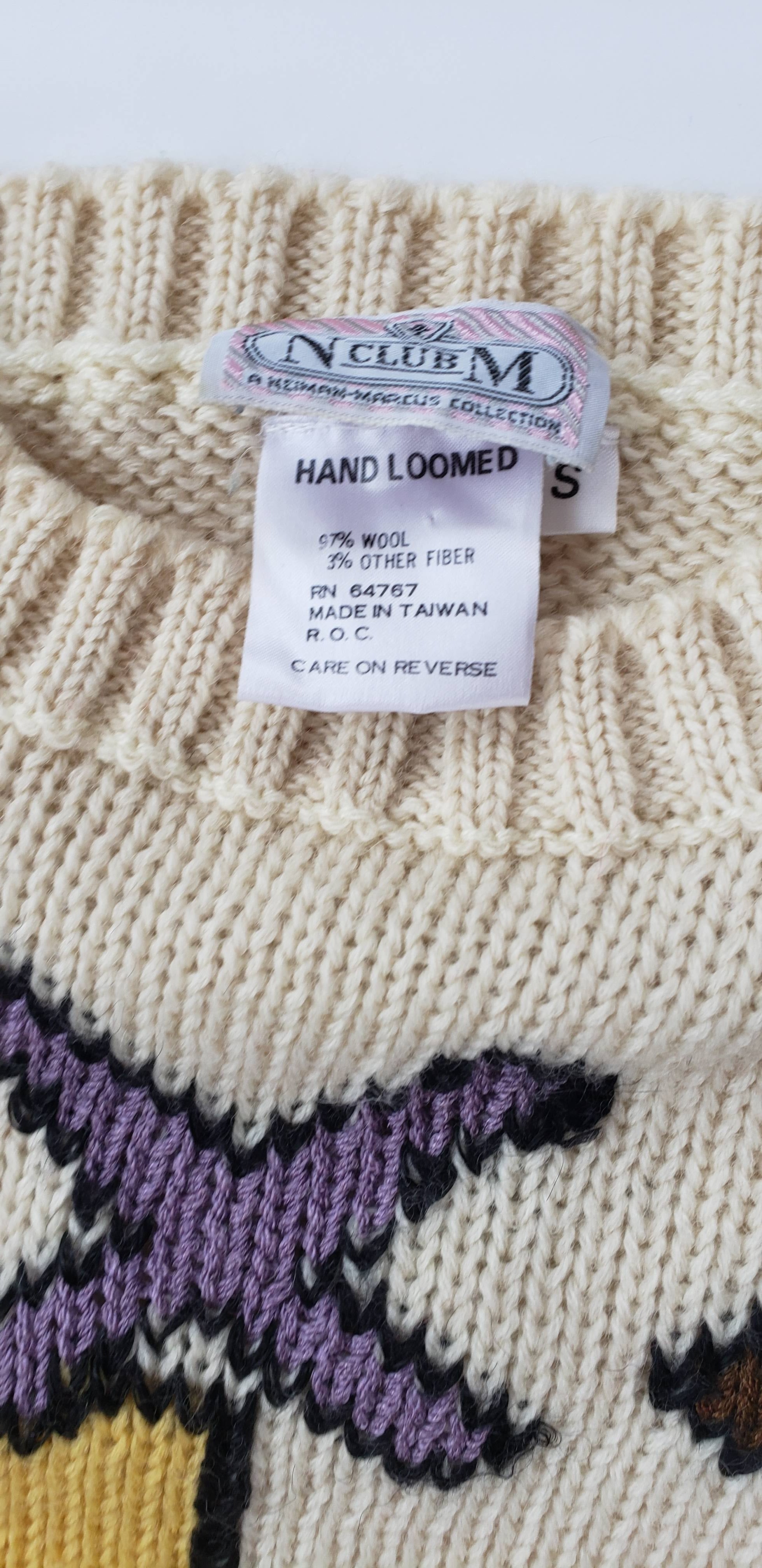 Rare Vintage TEXAS Wool Hand Loomed Sweater