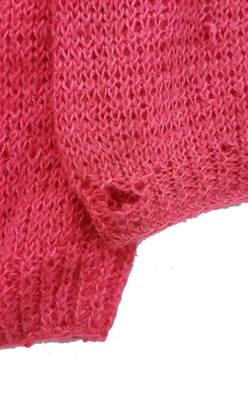 Vintage Hot Pink Hand Knitted Wool Cardigan