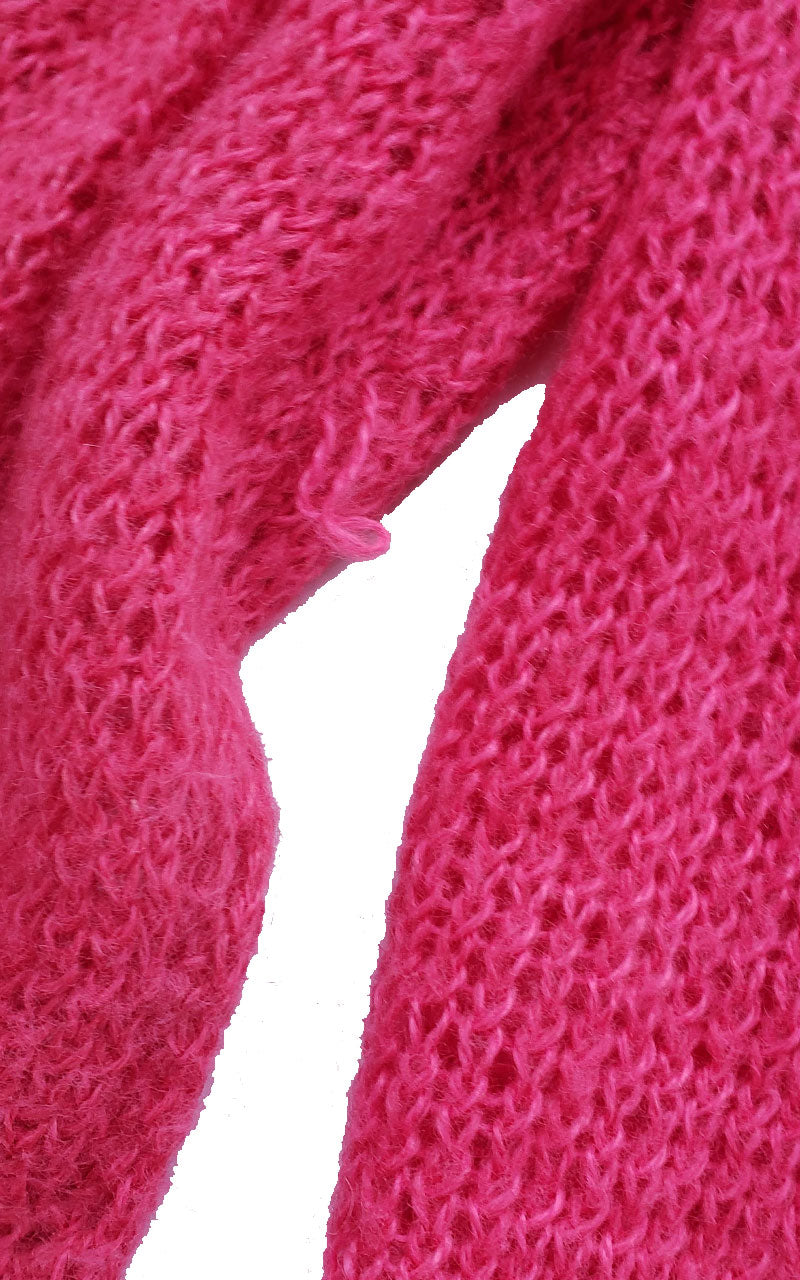 Vintage Hot Pink Hand Knitted Wool Cardigan
