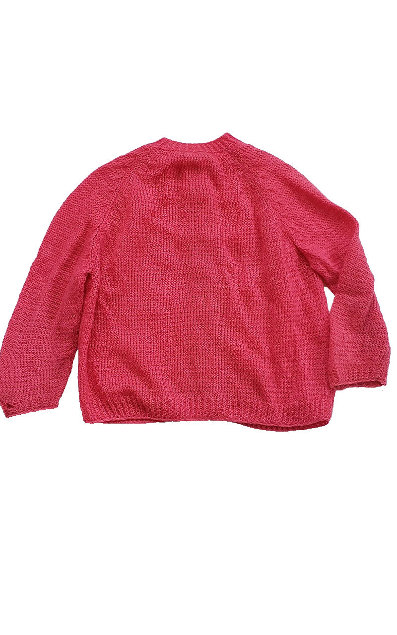 Vintage Hot Pink Hand Knitted Wool Cardigan