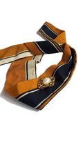Striped Skinny Neck Tie w/Vintage Brooch