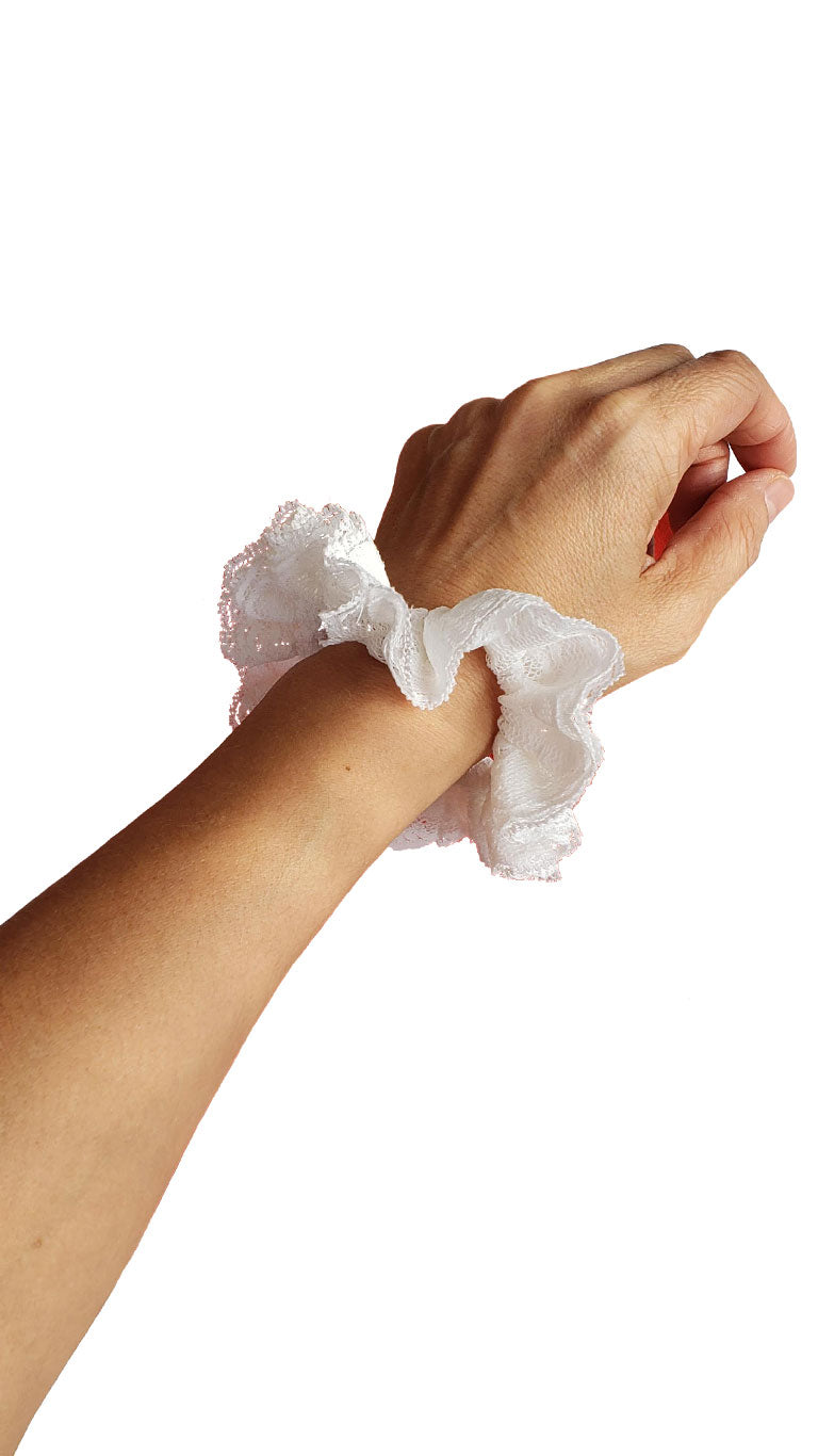 Vintage White Lace Scrap Scrunchies