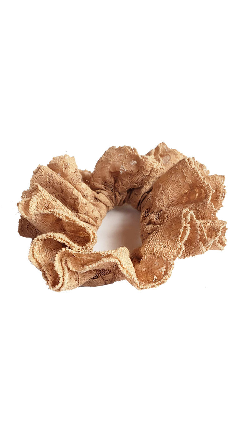 Vintage Mocha Lace Scrap Scrunchies