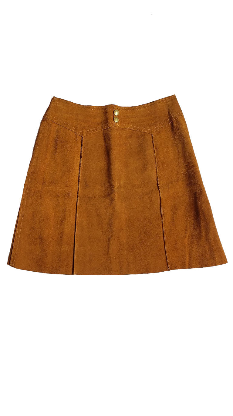 Vintage 70s Tan Suede Mini Skirt