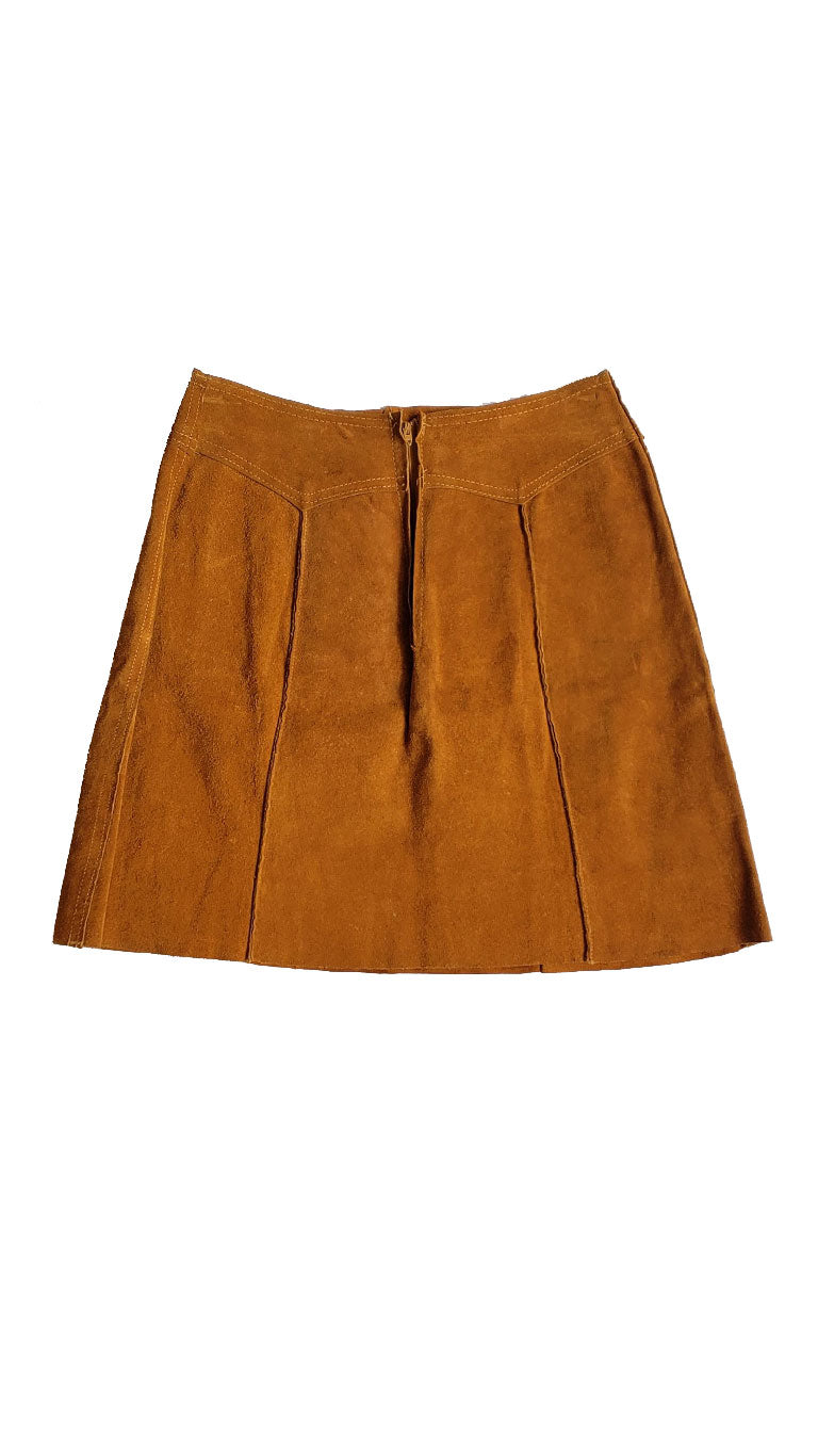 Vintage 70s Tan Suede Mini Skirt