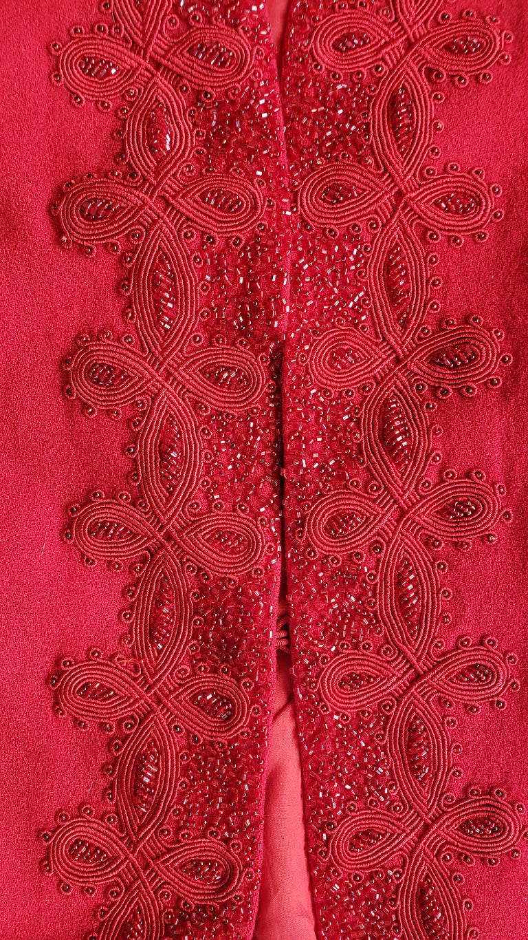 Vintage Nolan Red Beaded Blazer