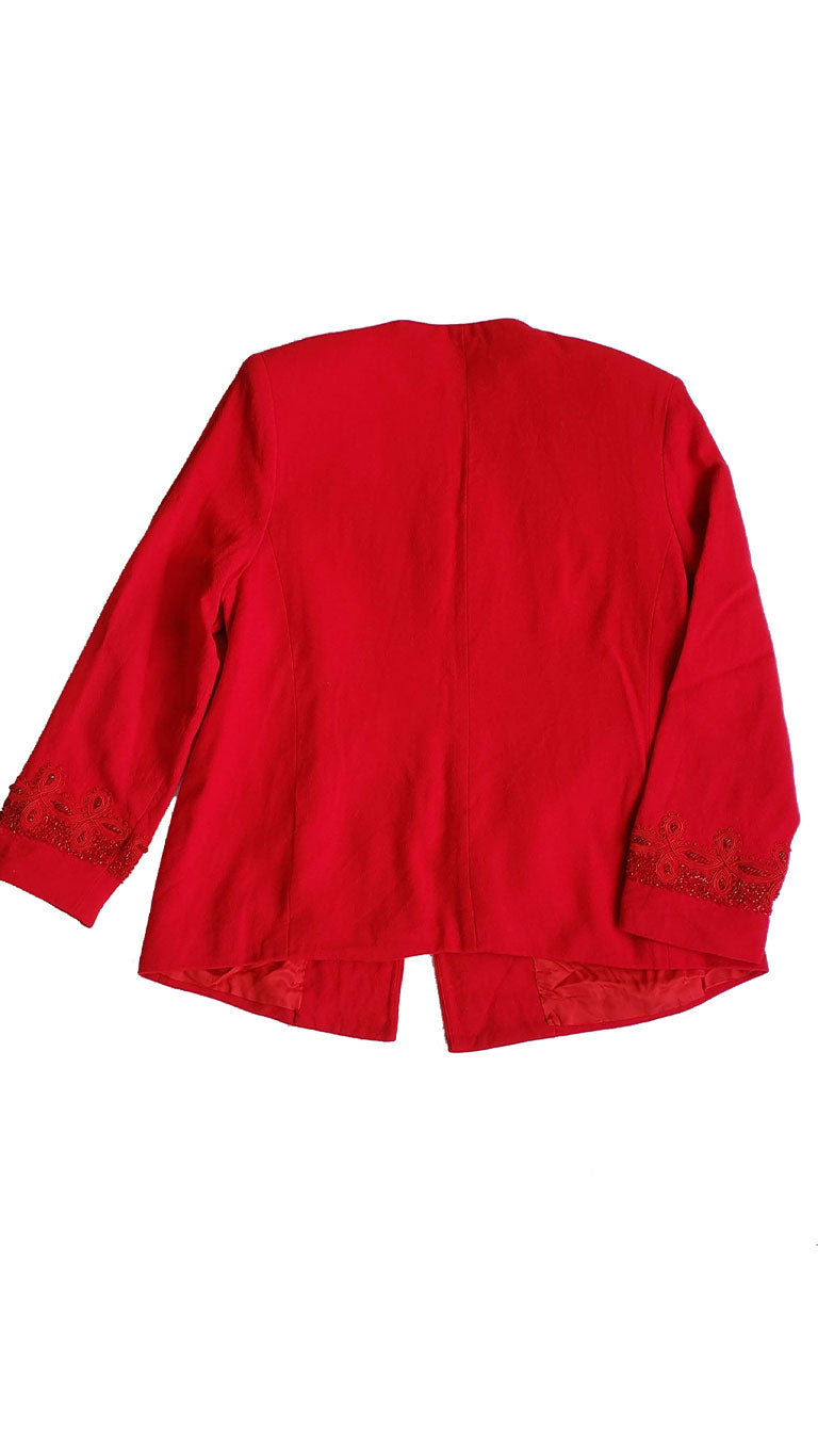 Vintage Nolan Red Beaded Blazer