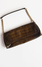 Ann Taylor Baguette Bag with Gold Chain Strap