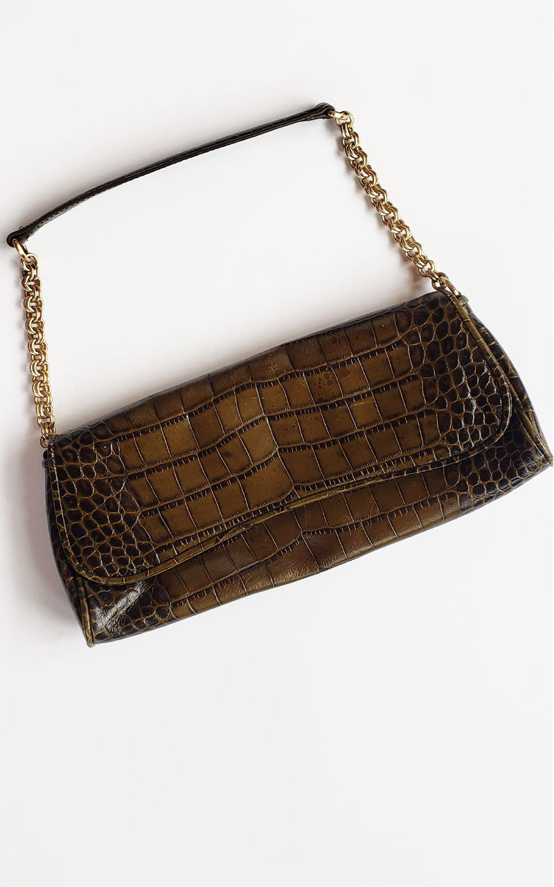 Ann Taylor Baguette Bag with Gold Chain Strap