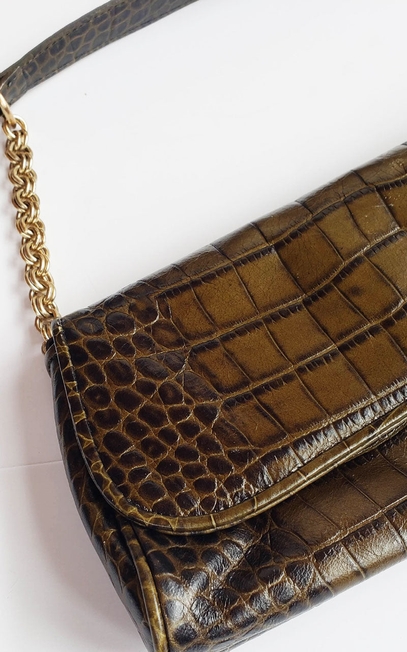 Ann Taylor Baguette Bag with Gold Chain Strap