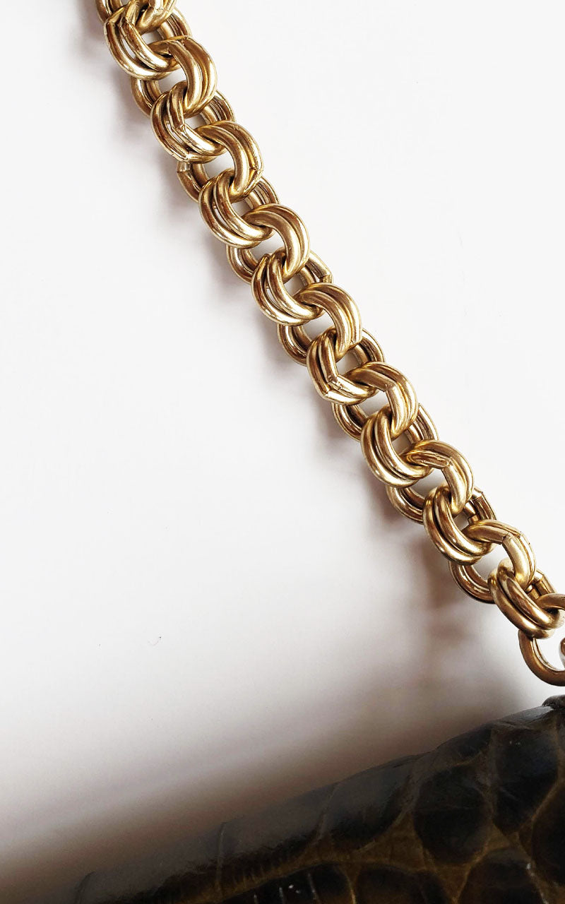 Ann Taylor Baguette Bag with Gold Chain Strap