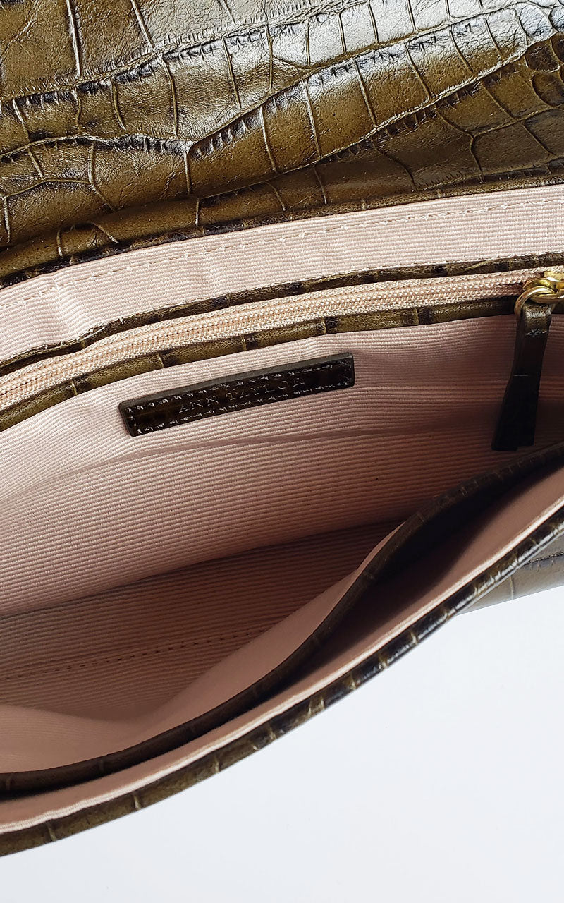 Ann Taylor Baguette Bag with Gold Chain Strap