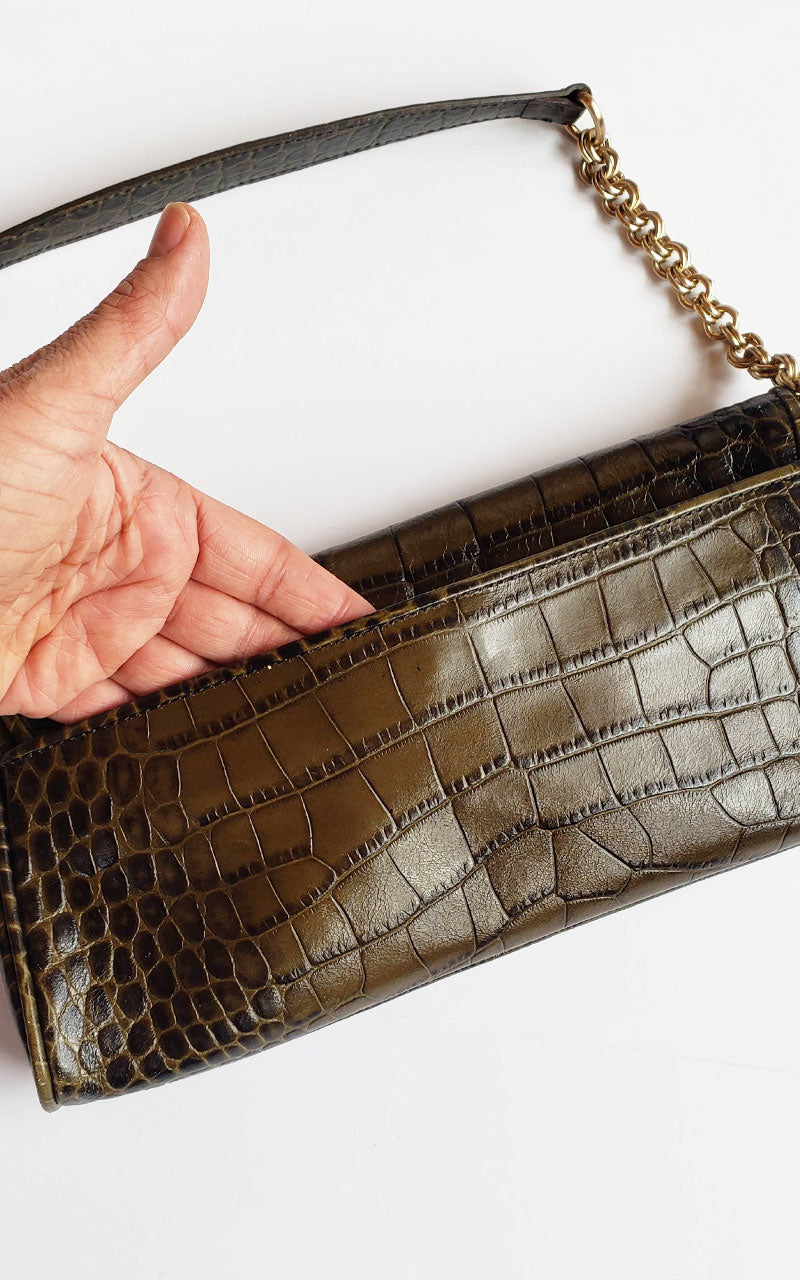 Ann Taylor Baguette Bag with Gold Chain Strap