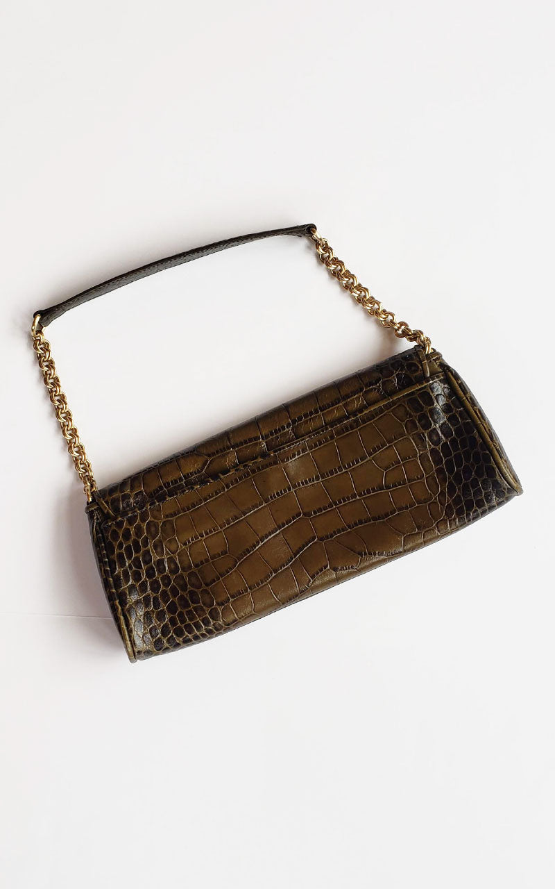 Ann Taylor Baguette Bag with Gold Chain Strap