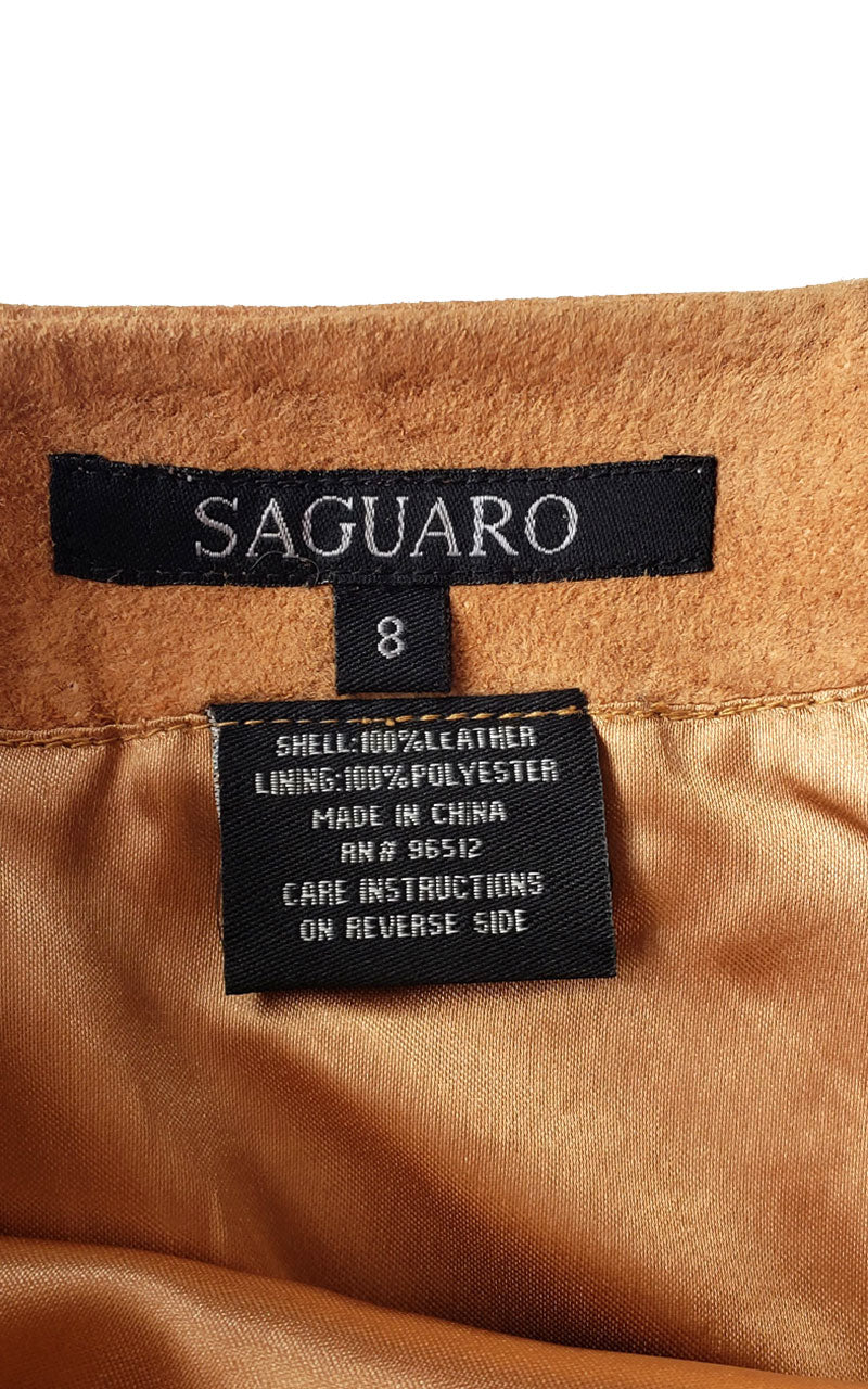 Tan Suede Long Fringe Skirt