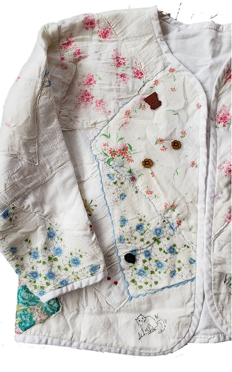 Handmade Vintage Handkerchief Quilted Jacket