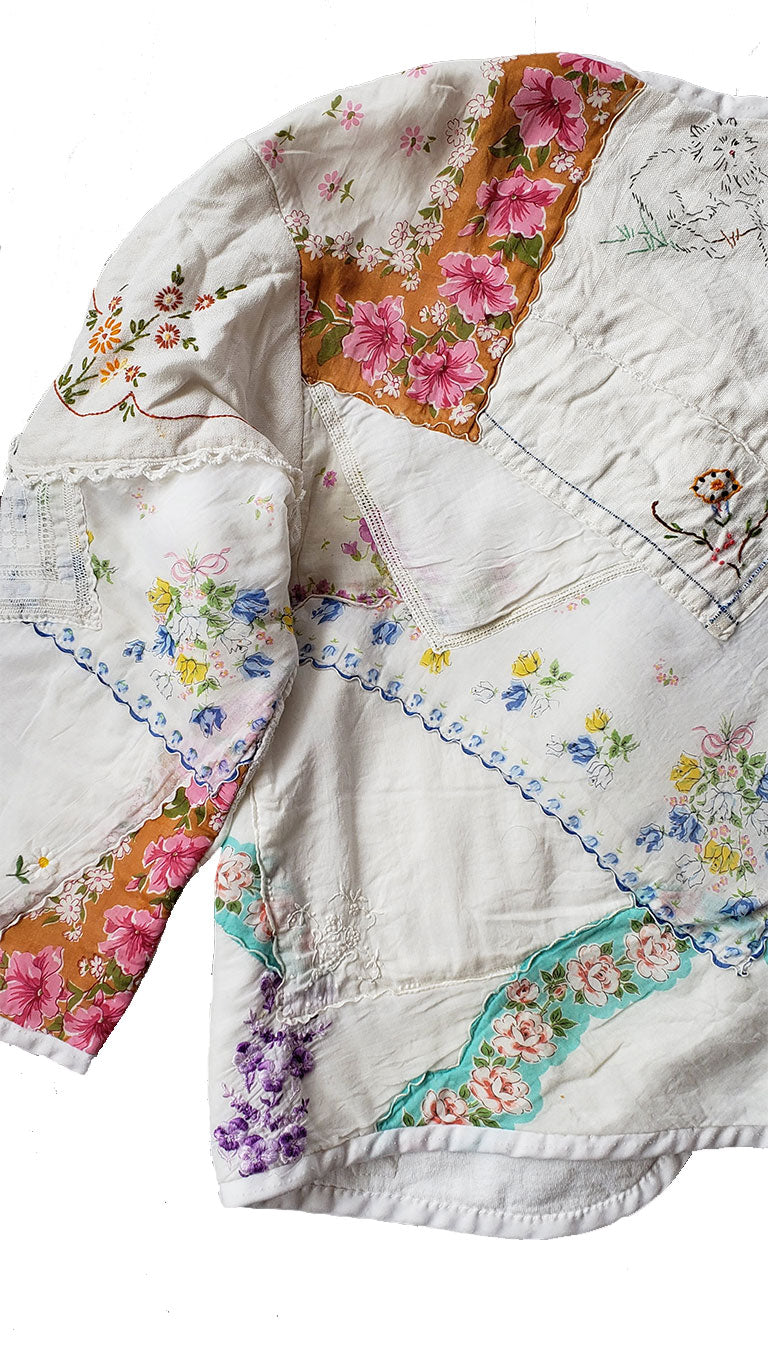 Handmade Vintage Handkerchief Quilted Jacket