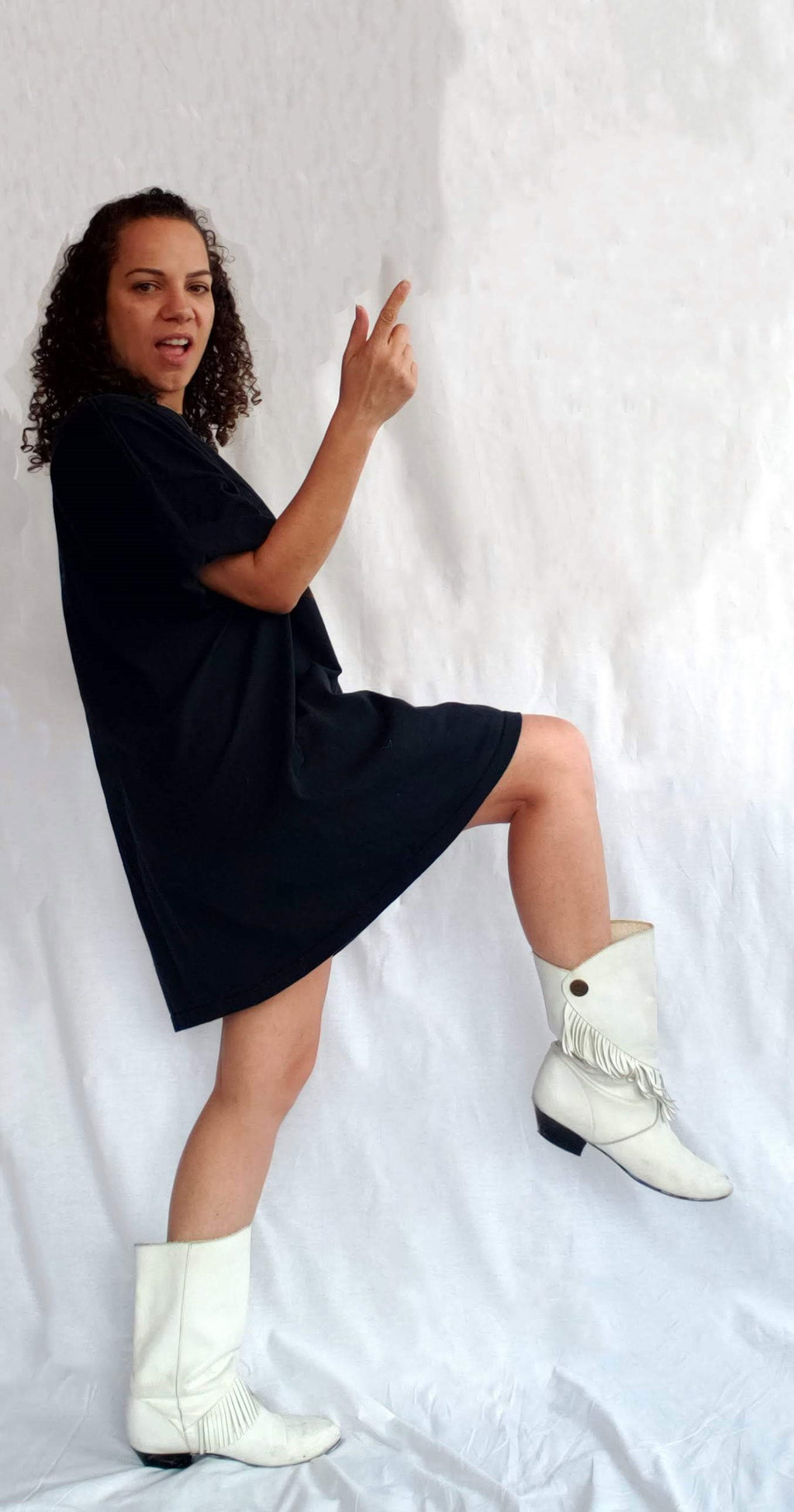 Rare 80s White Fringe Western Boots