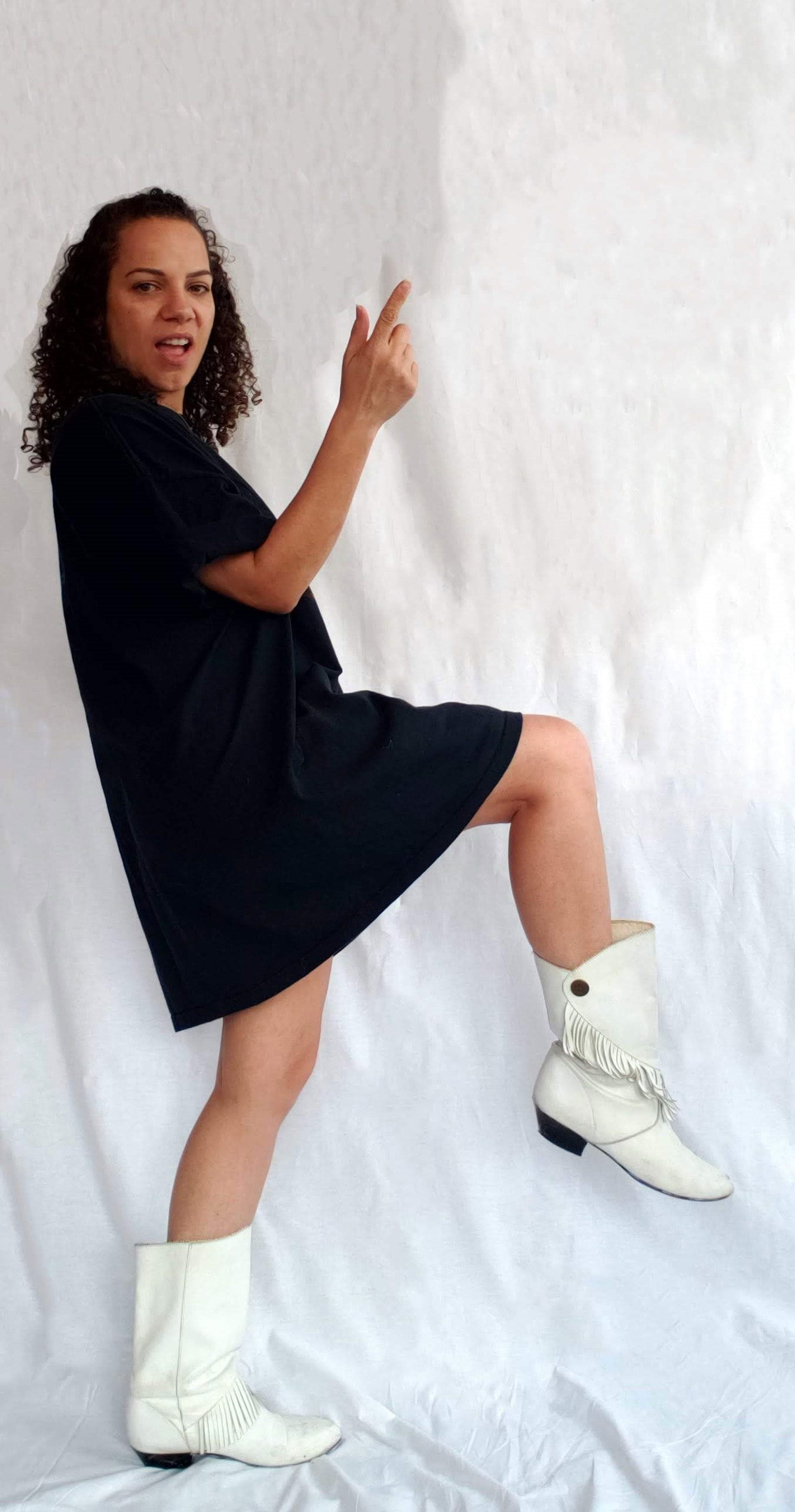 Rare 80s White Fringe Western Boots