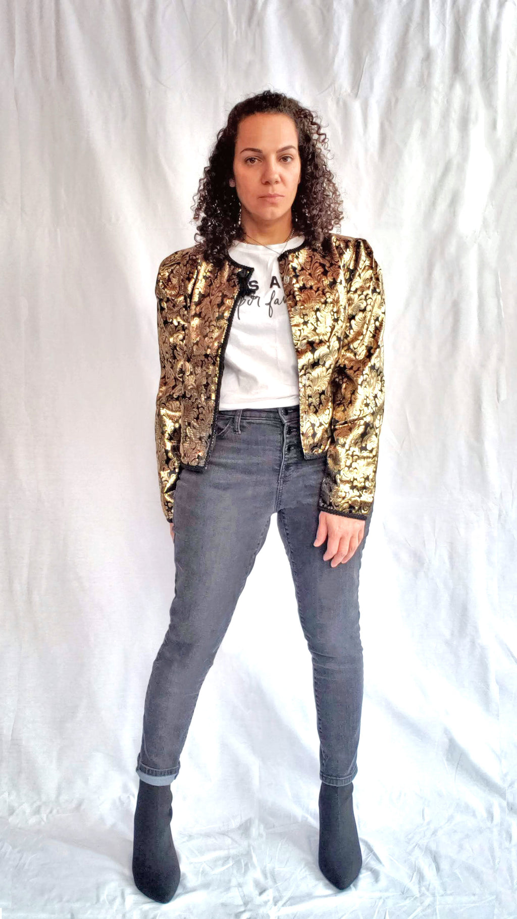 Vintage Maggie London Gold Lamé Jacquard Jacket