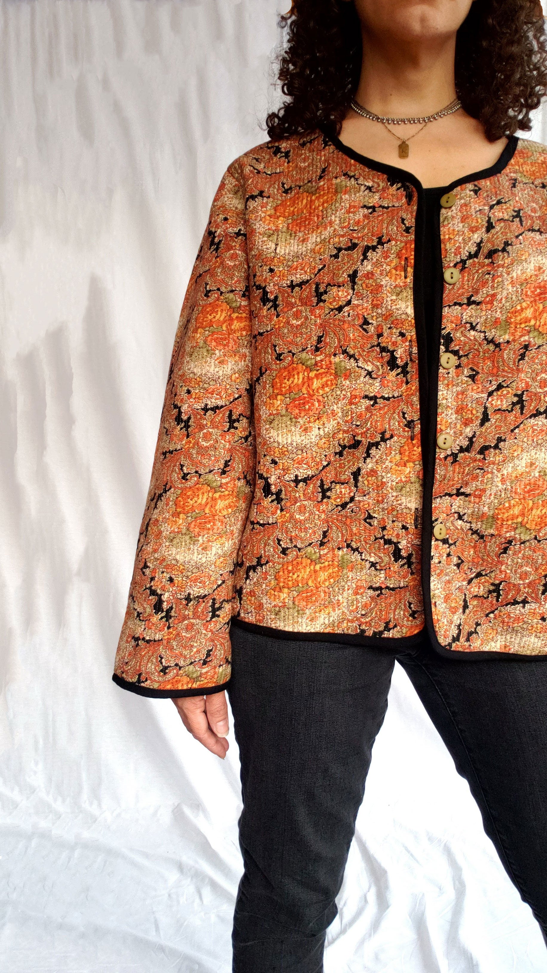 April Cornell Vintage Quilted Paisley Print Jacket
