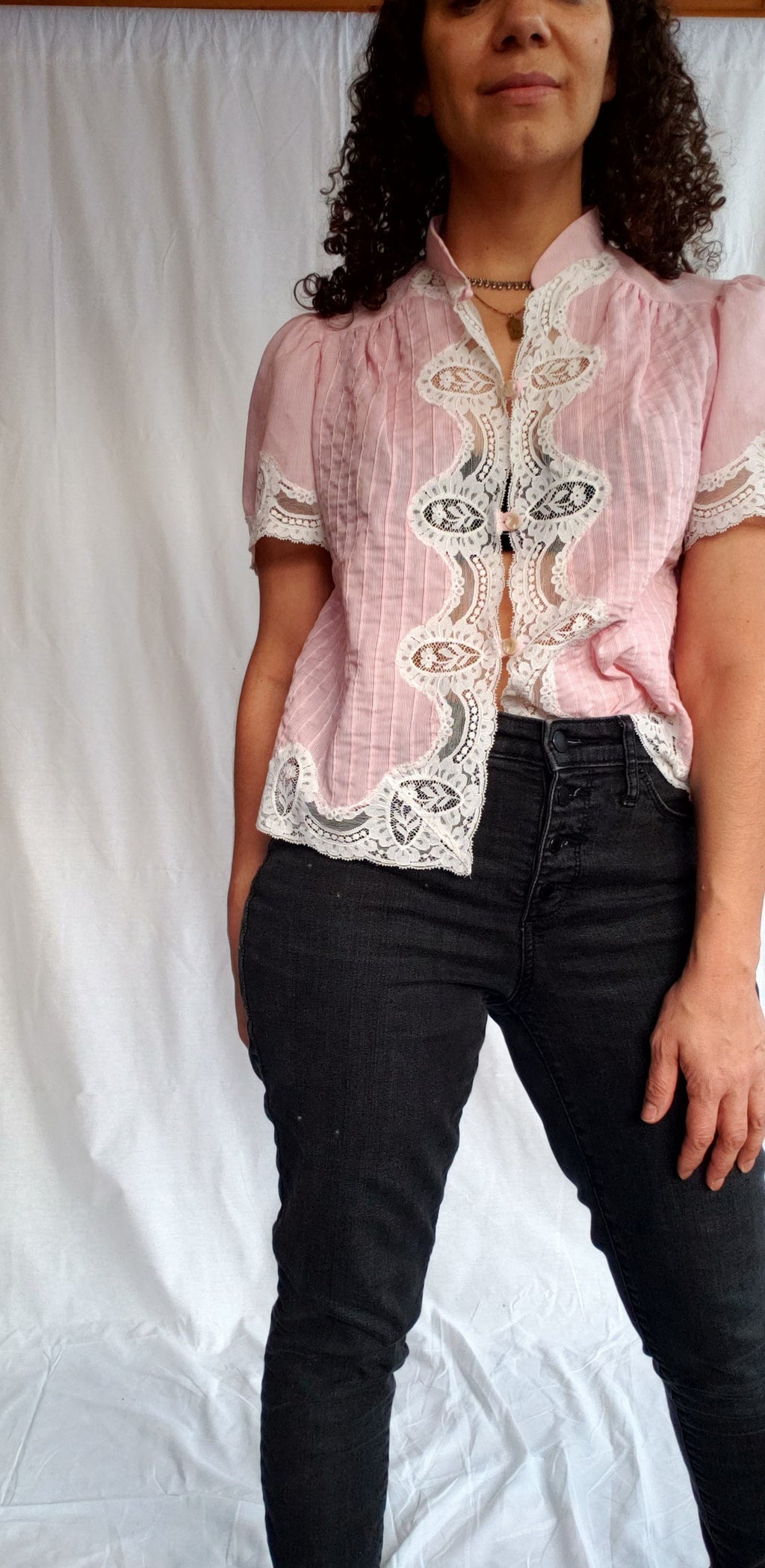 Rare 1970s Lily of France Pinstriped Bed Jacket