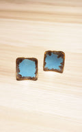 Vintage Teal/Bronze Ceramic Screw Back Earrings