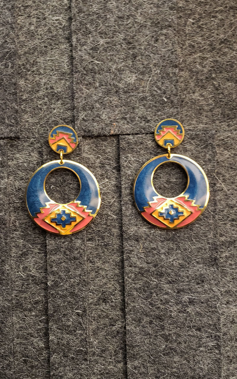90s Southwest Aztec Enamel Earrings