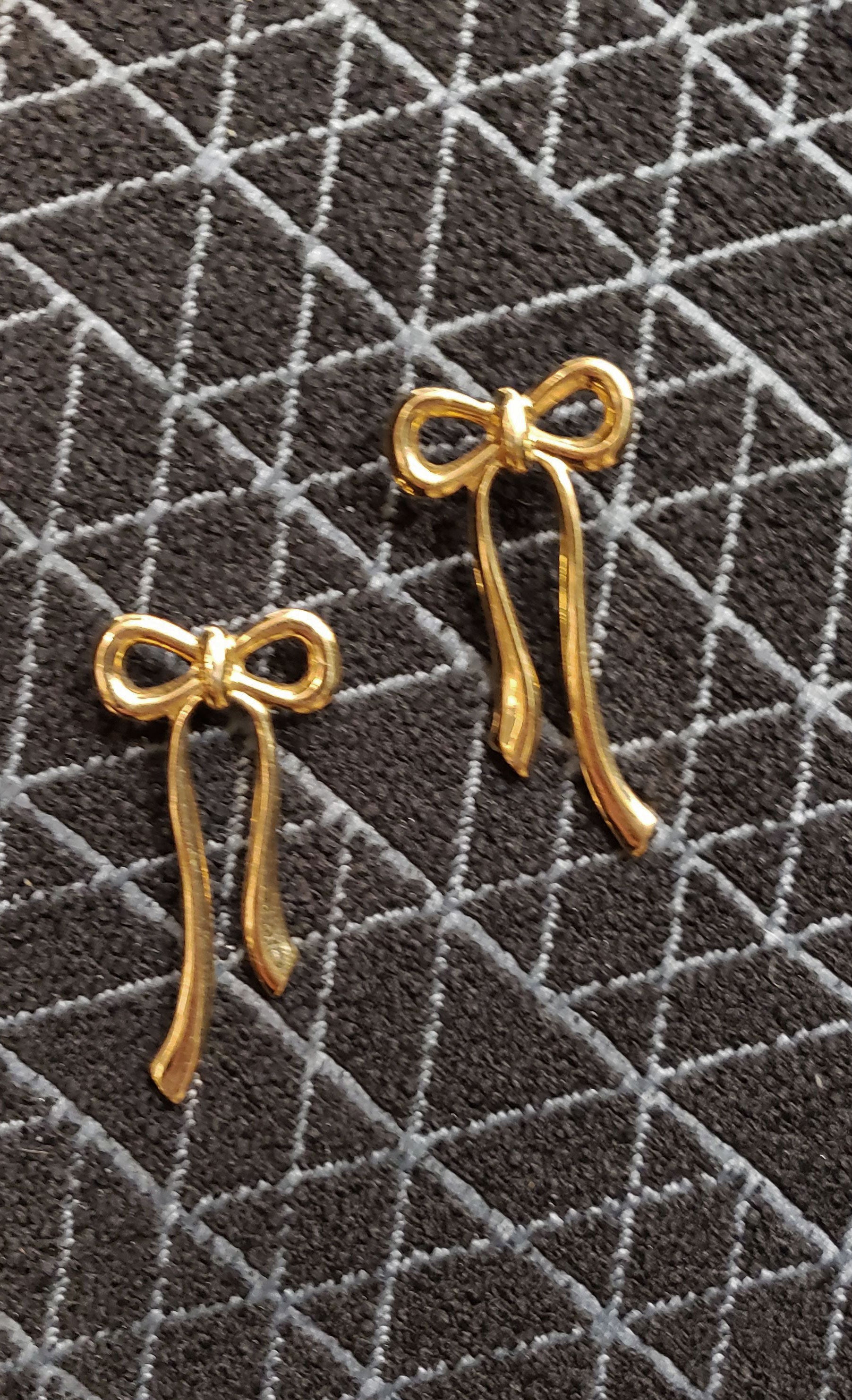 80s Gold Tied Bow Earrings