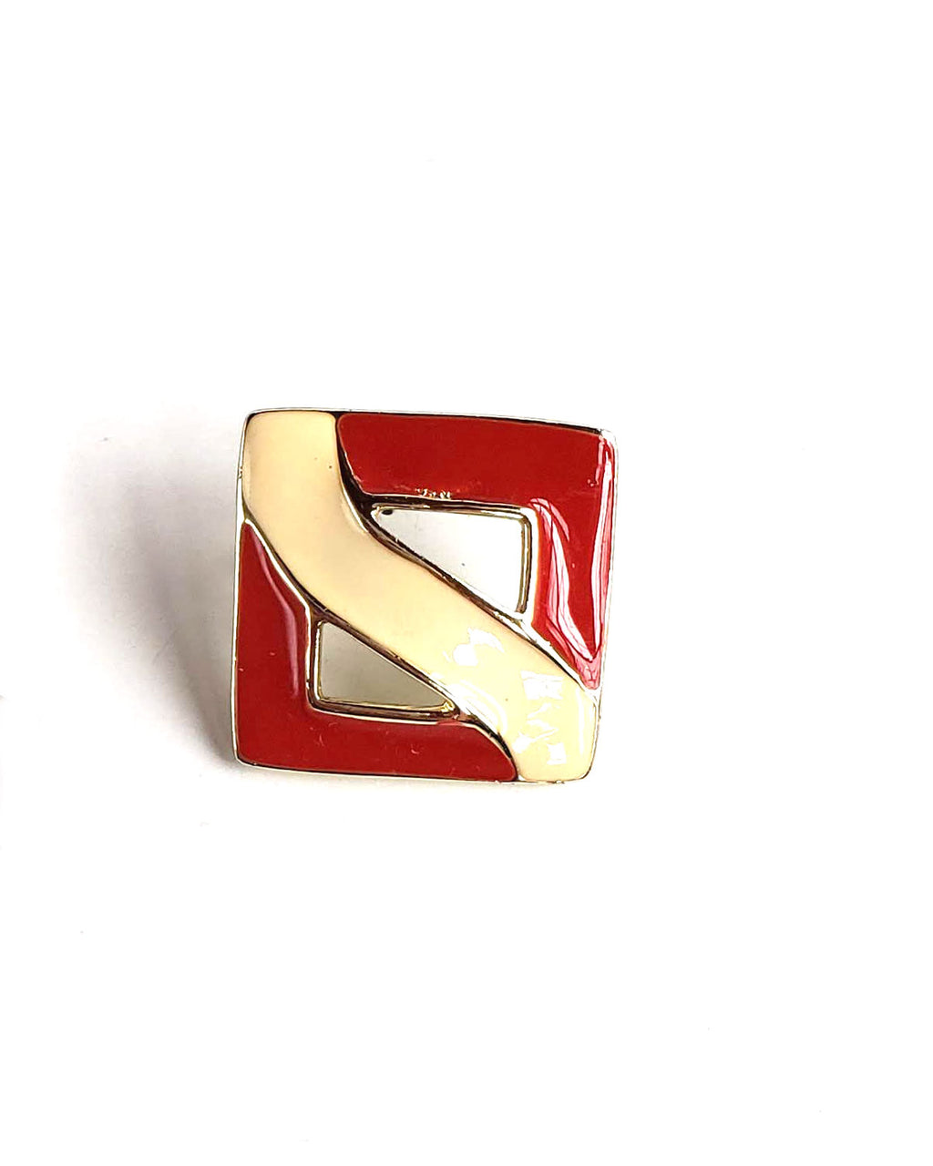 80s Red & Cream Enamel Earrings