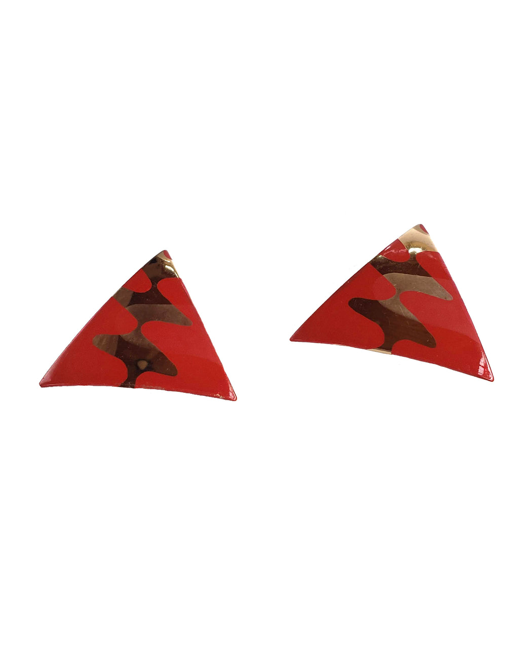 80s Red & Gold Enamel Earrings